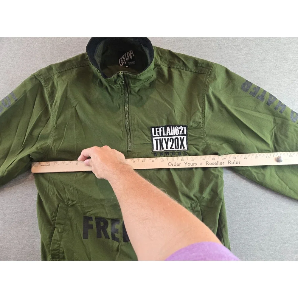 LEFLAH Jacket‎ Mens M Green Nylon Quarter Zip TKY20X Streetwear Loser & Hater